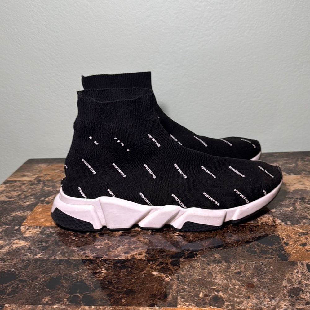 Balenciaga Black and White Sock high top speed sock Sneakers size 10 - Picture 5 of 12